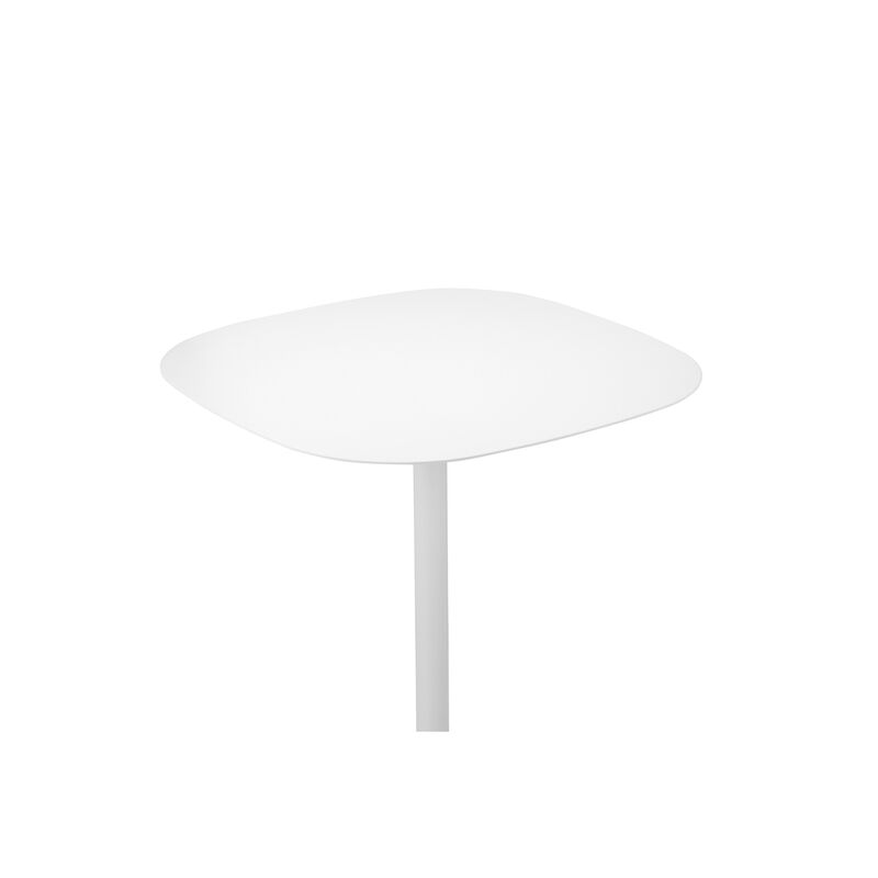 Liki 28 Inch Bistro Dining Table, Round Top and Base, Modern White Metal