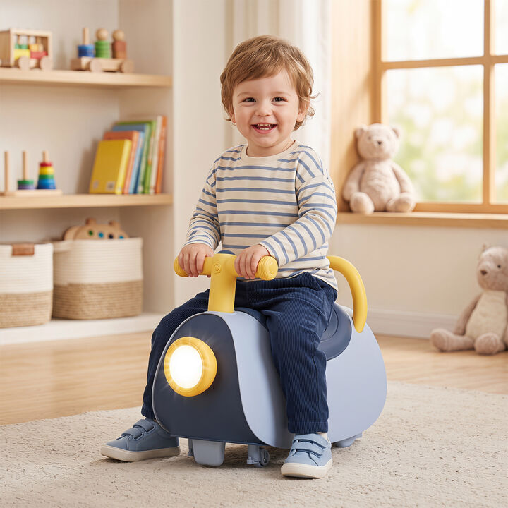 Push Ride On Car for Kids with Headlights Music and Storage for Backyard and Garden