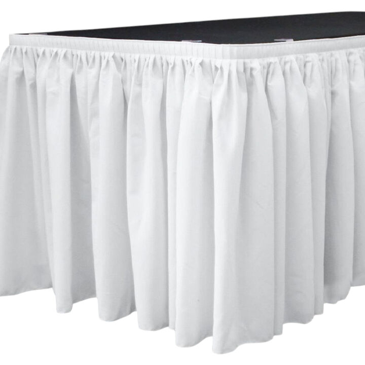 Polyester Table Skirt 17ft x 29in with 10 Clips for Wedding Party Decor