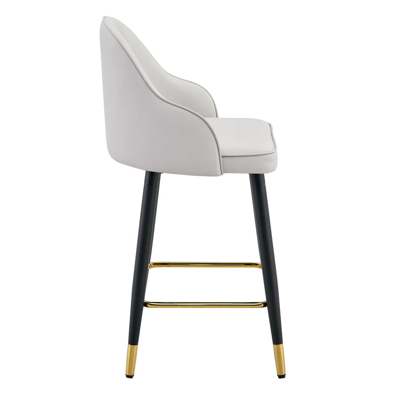 Whisen 26" Bar Stools Set of 2, PU Leather Metal, Adjustable Footrest for Kitchen Island Home Bar image number 8