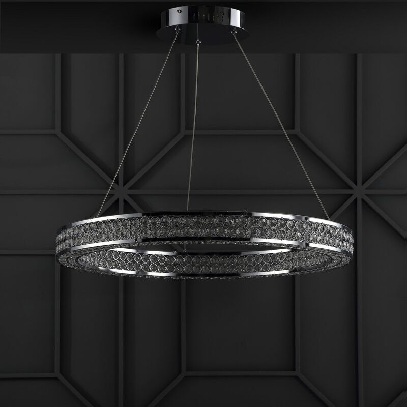 Benton 24.7" Round Integrated LED Crystal/Metal Pendant