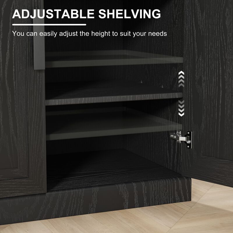 2-Piece Modern Minimalist Wood Grain Edge Cabinet, Multifunctional Storage with 3-Layer Shelves