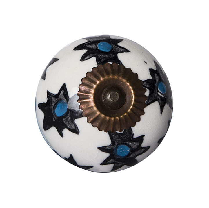 HomeRoots Set of Eight Black And White Ceramic And Metal Drawer Pull Knobs