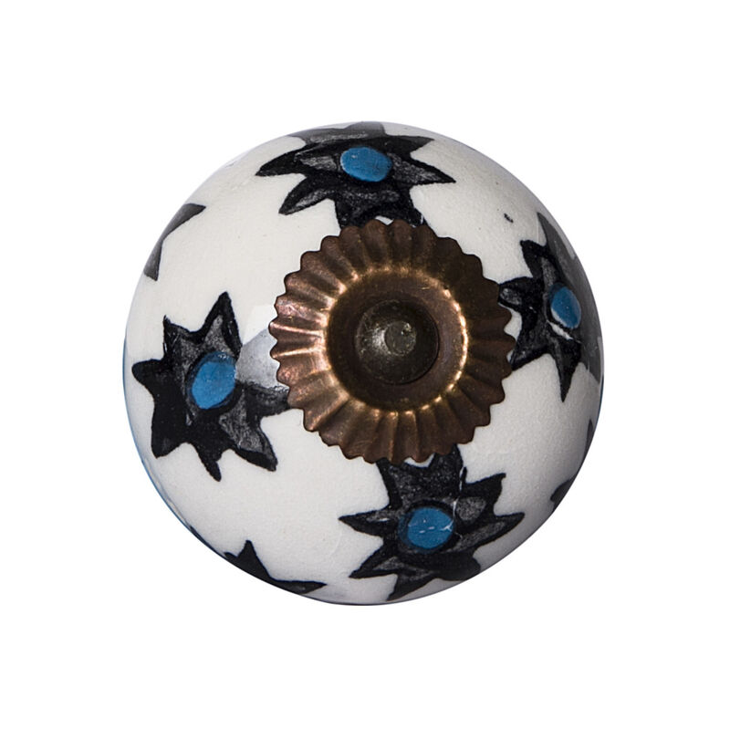 HomeRoots Set of Eight Black And White Ceramic And Metal Drawer Pull Knobs image number 0