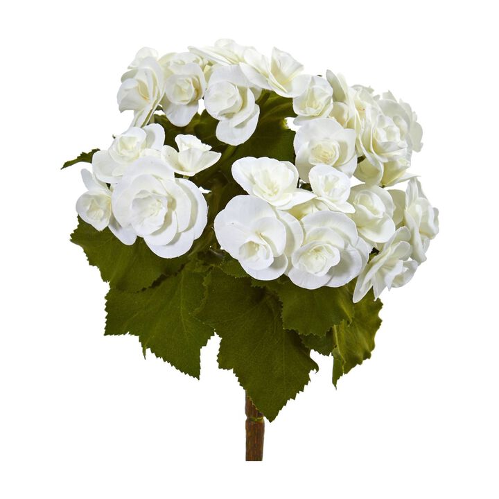 Nearly Natural 11-in Begonia Bush Artificial Flower (Set of 4)