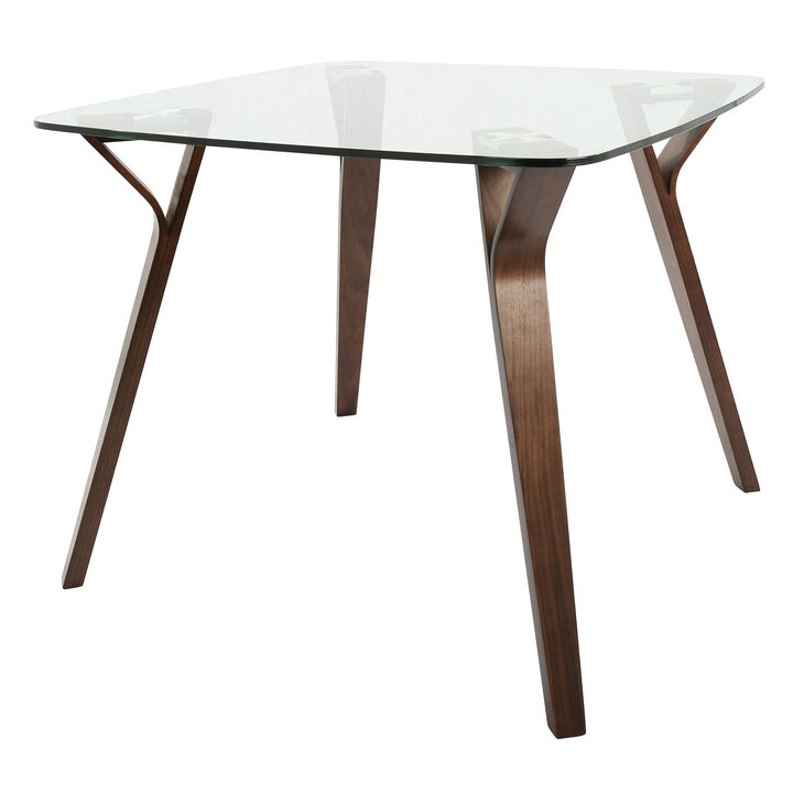 Lumisource Home Indoor Folia MidinCentury Modern Dinette Table in Walnut and Glass