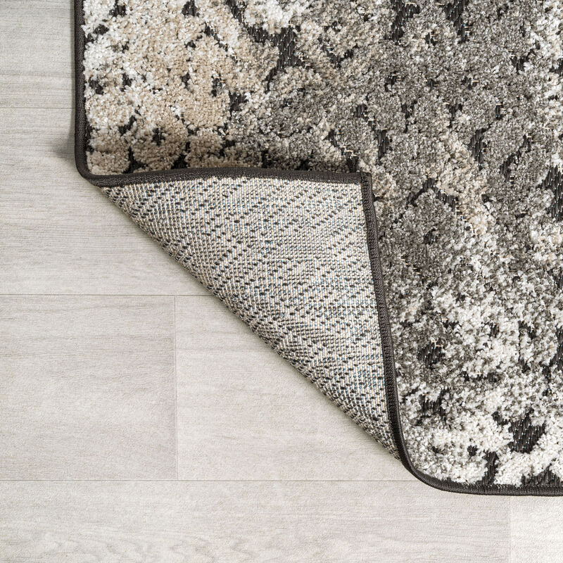 Duenas High-Low Shabby Damask Area Rug