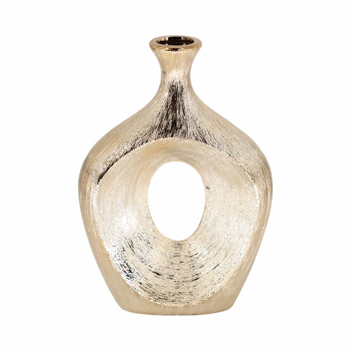 13" Scratched Oval Vase