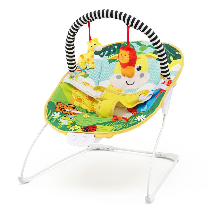 Portable Infant Rocker Seat with Detachable Toy Bar and Cushioned Seat
