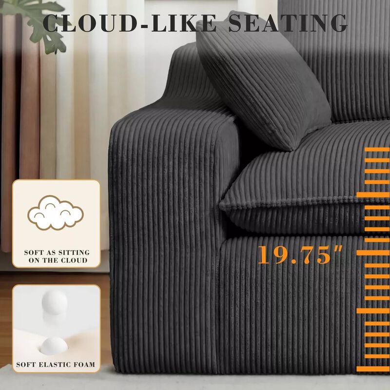137" U-Shape Modular Sectional Sofa, Boneless Cloud Design, 6-Seater image number 3