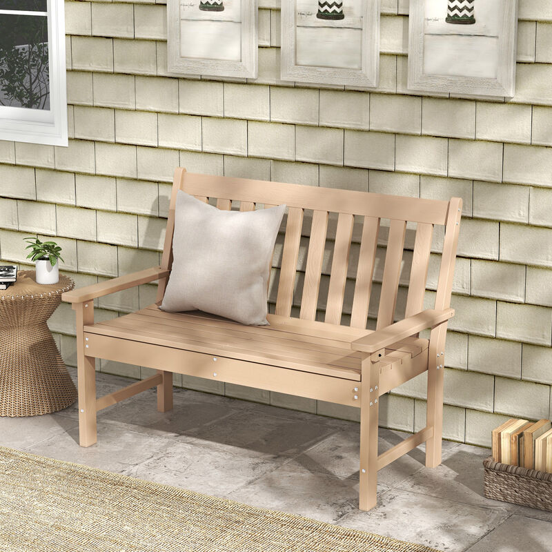 All-Weather HDPE Outdoor Bench with Backrest and Armrests