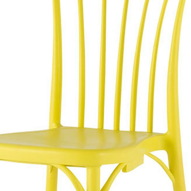 HomeRoots Set of Two Yellow Heavy Duty Plastic Outdoor Stacking Dining Chairs image number 3