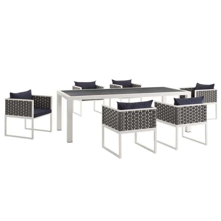 Modway Stance Outdoor Patio Woven Rope 7-Piece Dining Furniture Set