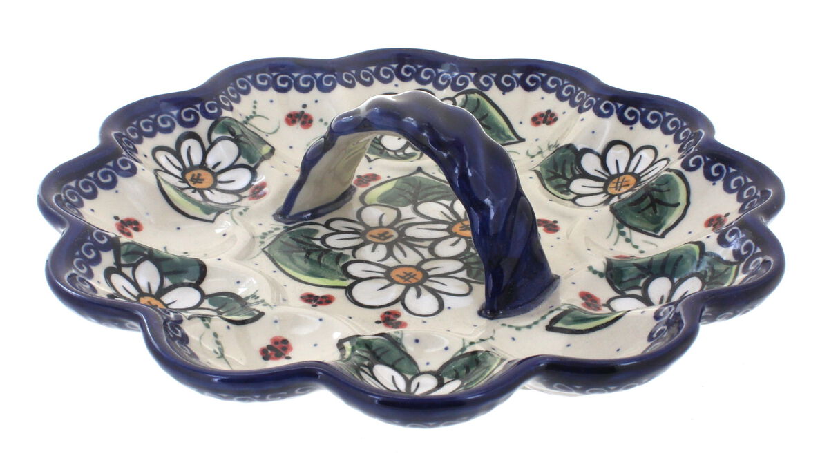 Blue Rose Polish Pottery Savannah Egg Plate