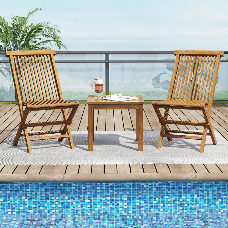 Outdoor Side Table Teak Wood End Table Square Patio Snack Coffee Table