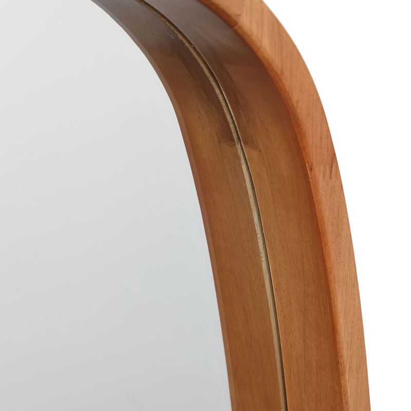 31.5" Rounded Rectangle Pine Wood Wall Mirror image number 8