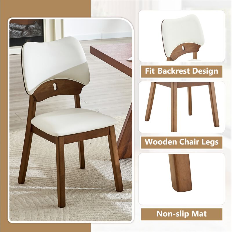 Whisen 2-Pack Solid Wood Dining Chairs with Hollow Out Backrest, PU Leather Upholstered Chairs for Dining Room, Kitchen, Living Room image number 5