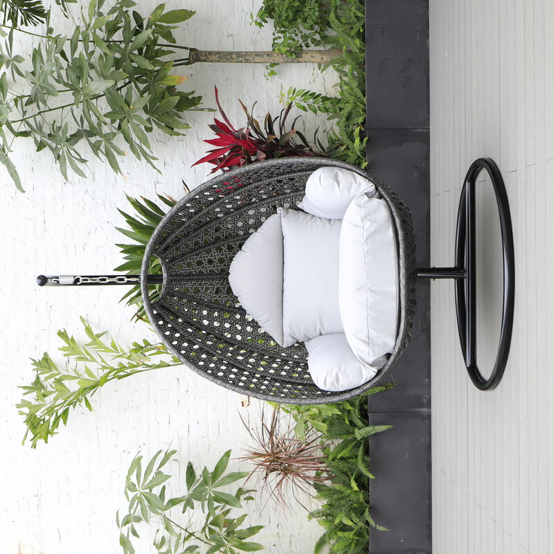 Charcoal Wicker Hanging Egg Swing Chair image number 2