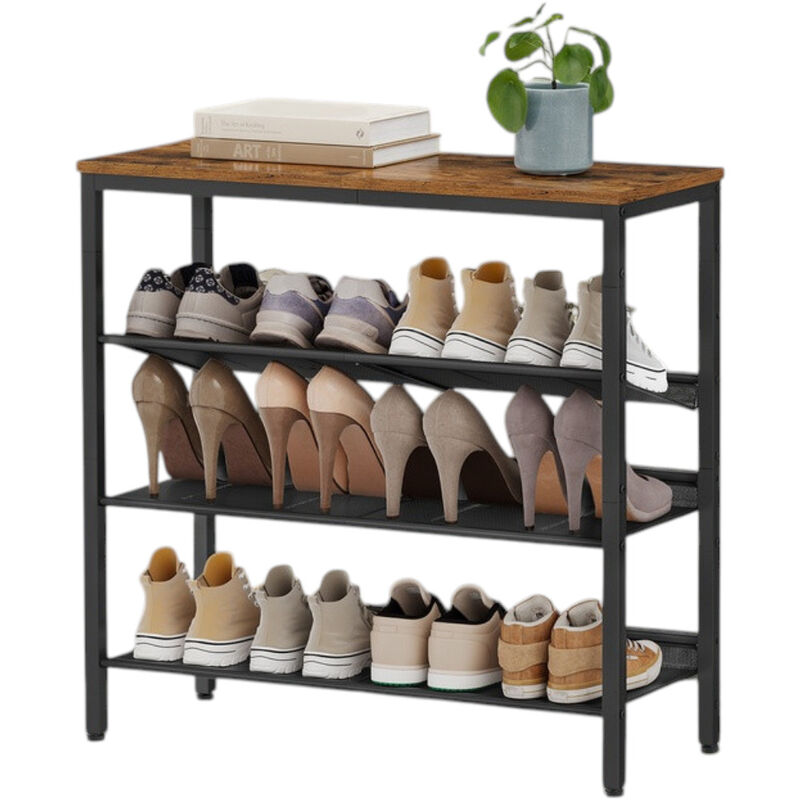 4 Tier Adjustable Mesh Shoe Storage Rack Space Saving Organizer image number 0