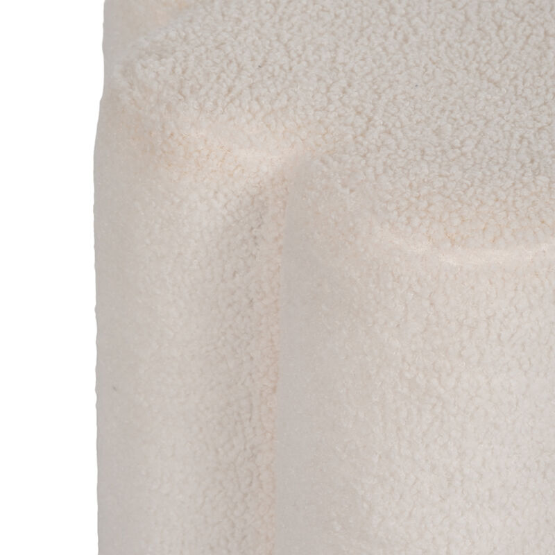 18" Petal Shaped Boucle Ottoman