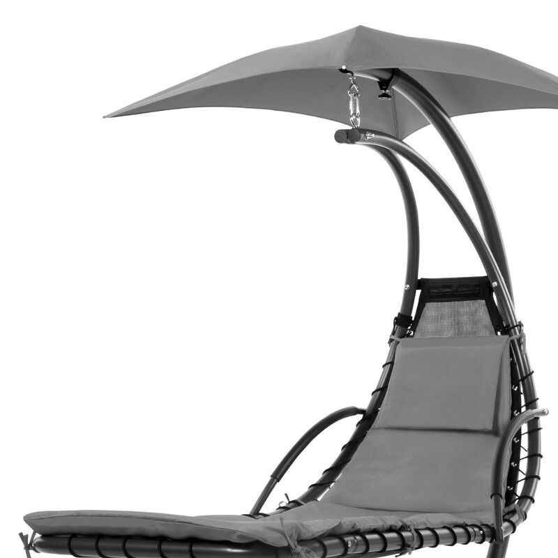 Contemporary Outdoor Porch Swing with Canopy &ndash; One-Person Lounger