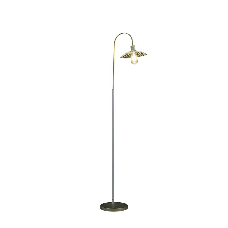 Hivvago 64" Gold And White Arched Floor Lamp With Gold Metal Cage Shade