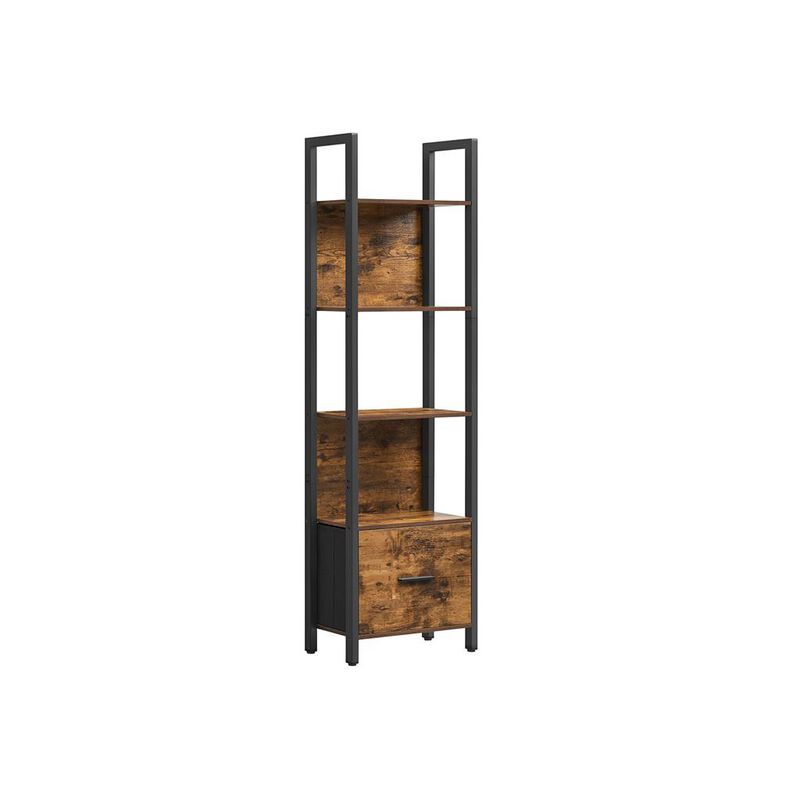 Bookcase with 5 Shelves and Drawer – Vertical Storage Rack for Books, Files, and Decorative Items