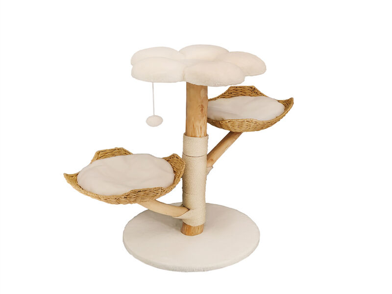 Extra Large Cat Trees Tall Solid Wood Cat Tree Tower with Spacious Wicker Basket image number 0