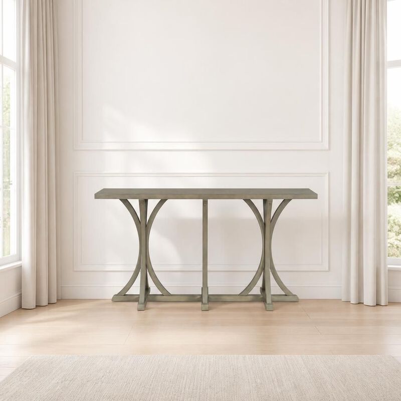 GOODSILO 59.8 Inch Farmhouse Wooden Console Table with Spacious Oak Veneer Tabletop for Entryway Living Room Hallway Behind Sofa image number 3