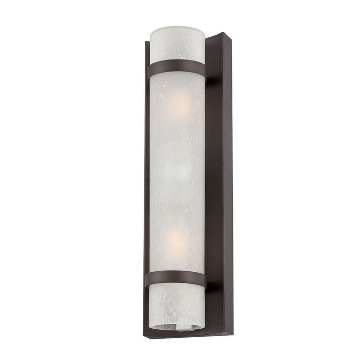 Homezia Two Light Bronze and White Glass Wall Sconce
