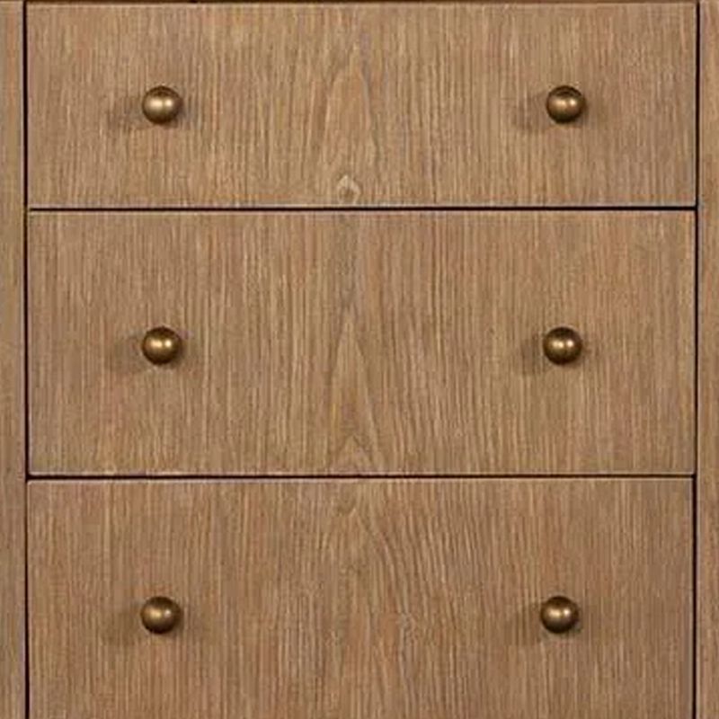 Hiz 29 Inch 3 Drawer Nightstand with Dual USB Ports, Brass Legs, Brown - Benzara