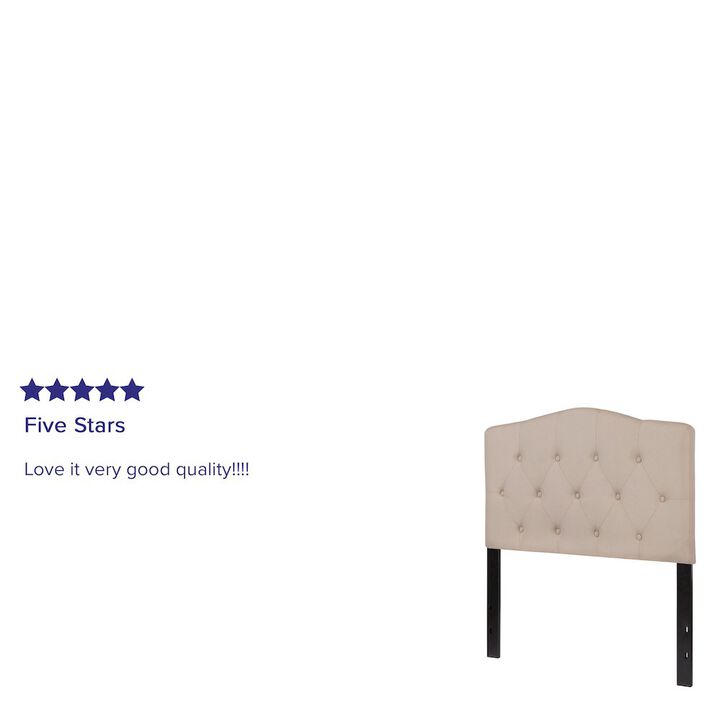 Flash Furniture Tufted Upholstered Twin Size Headboard in Beige Fabric