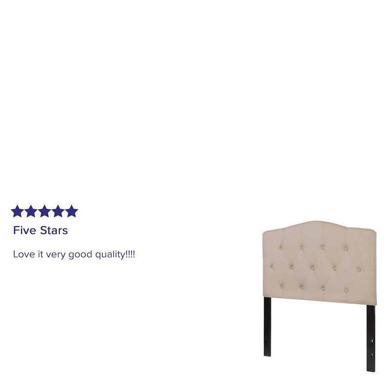 Flash Furniture Tufted Upholstered Twin Size Headboard in Beige Fabric image number 1