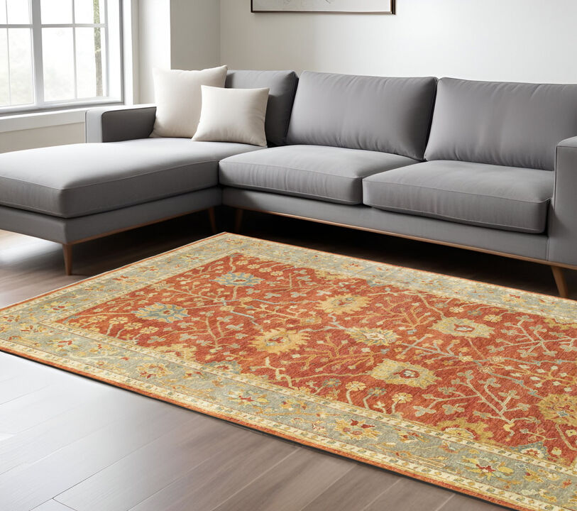 HomeRoots Wool Oriental Hand Knotted Area Rug
