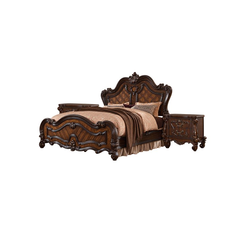 3pc King Bedroom Set, Brown, 2 Nightstands image number 0