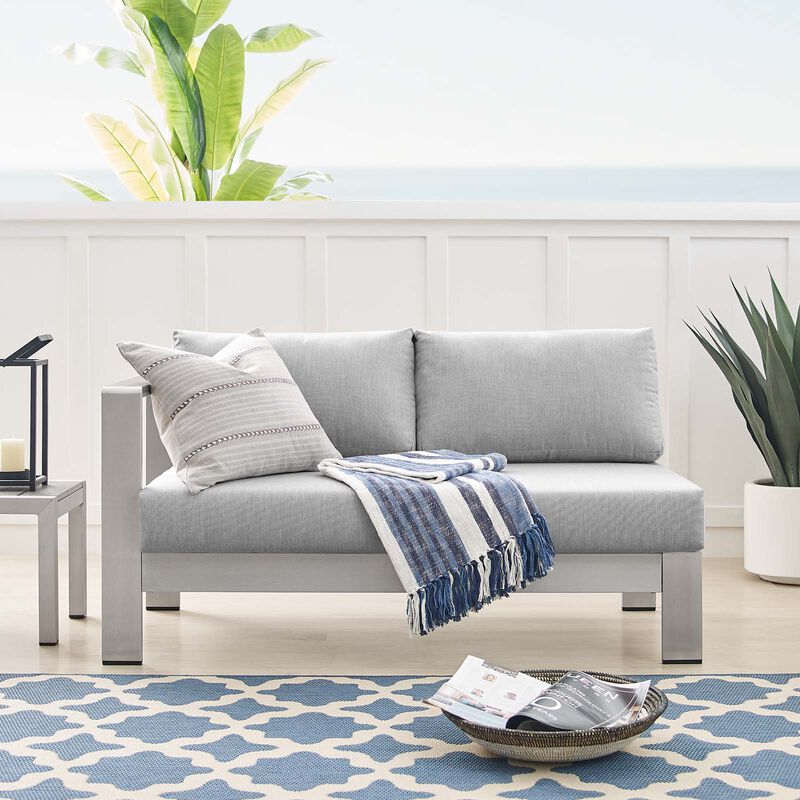 Modway - Shore Sunbrella&reg; Fabric Aluminum Outdoor Patio Left-Arm Loveseat