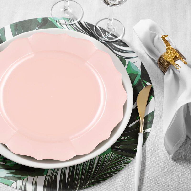 10.25" Pearl Pink Round Lotus Plastic Dinner Plates (120 Plates) image number 7