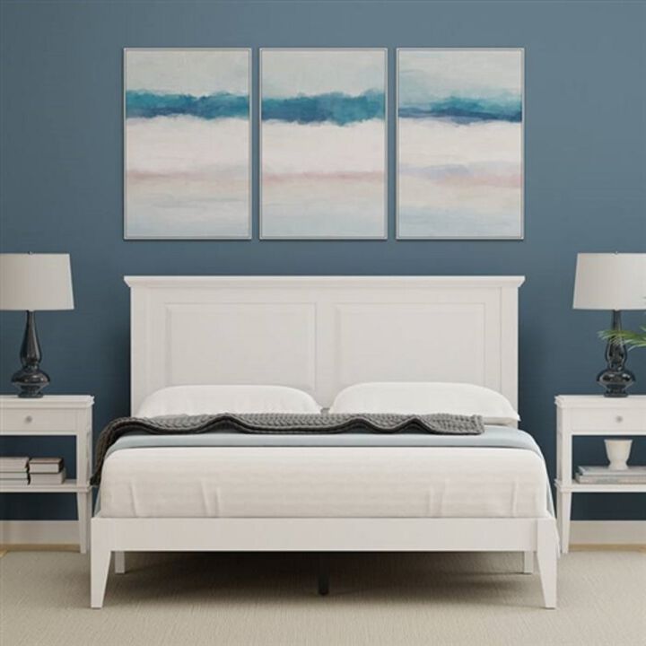 Classic Solid Oak Platform Bed &ndash; Sturdy Wooden Frame with Traditional Headboard