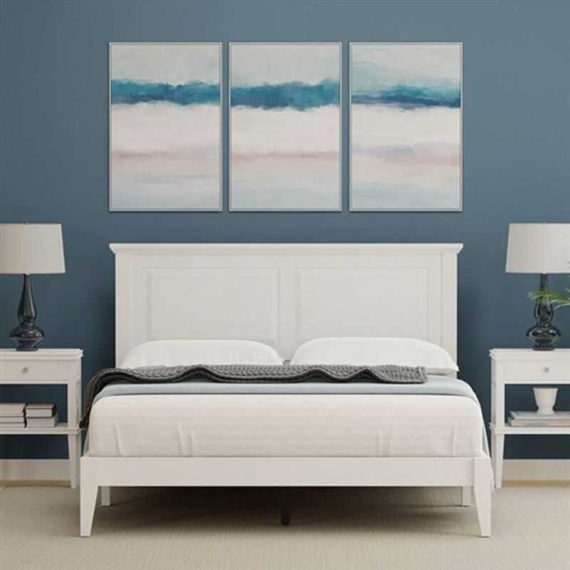 Classic Solid Oak Platform Bed &ndash; Sturdy Wooden Frame with Traditional Headboard