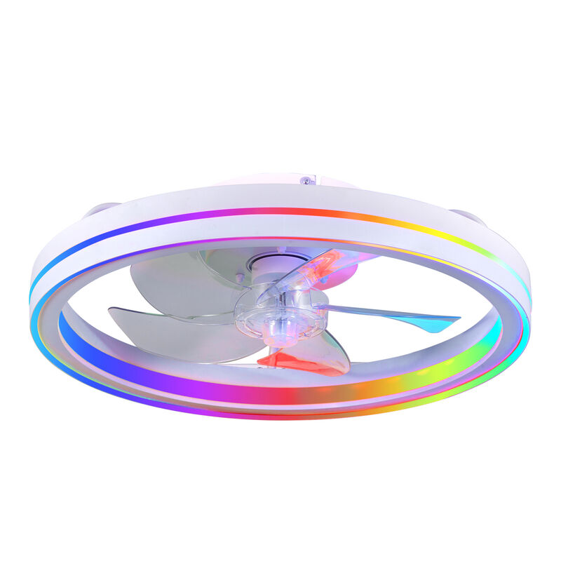 ELEMENT ACE Low Profile Flush Mount Bladeless Ceiling Fan with RGB LED Lighting, Smart App & Remote Control, Reversible Motor for Bedroom Low Ceiling Living Spaces image number 0