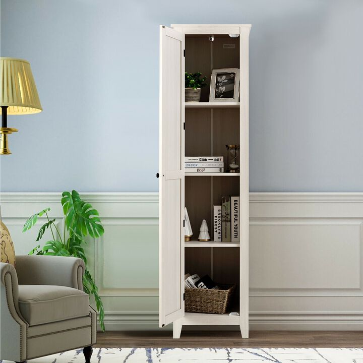 Bathroom Linen Tower with Storage Shelves, Slim Freestanding Cabinet