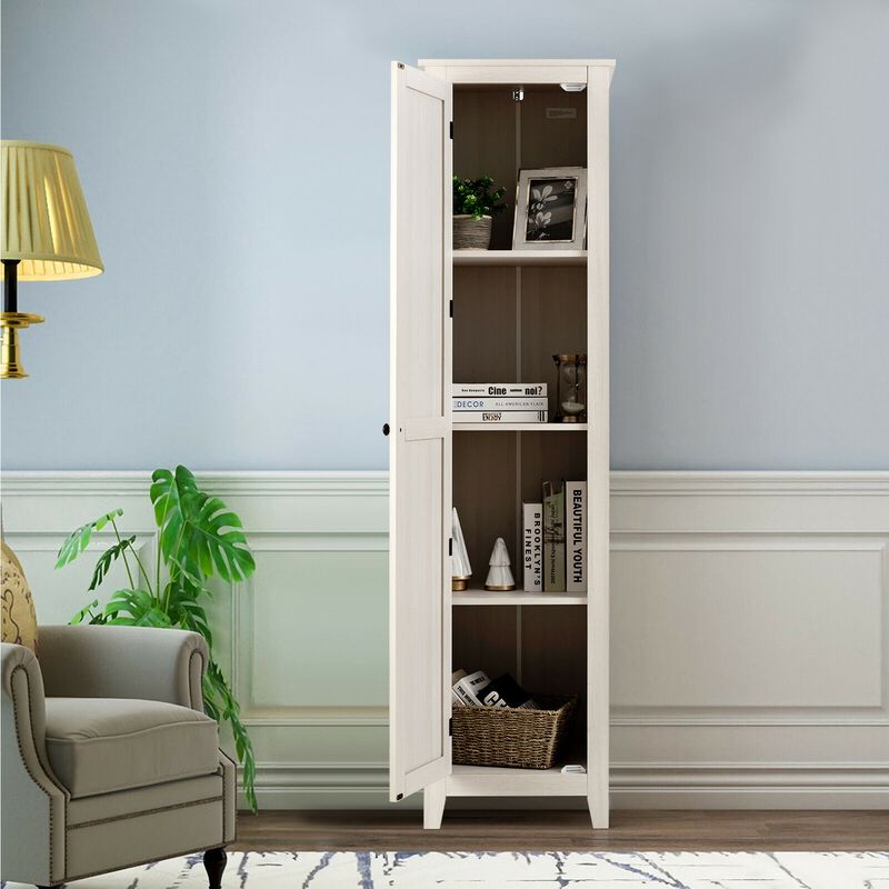 Bathroom Linen Tower with Storage Shelves, Slim Freestanding Cabinet