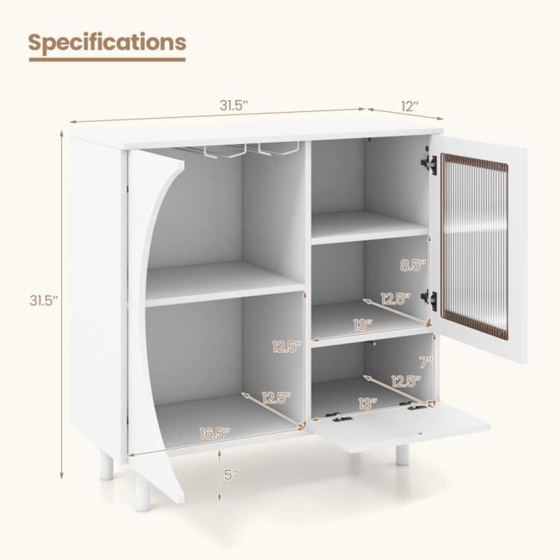 Hivvago Kitchen Sideboard with Glasses Holder for Living Room Dining Room