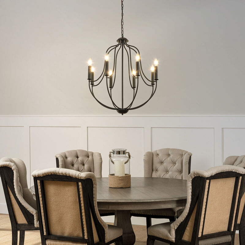 W26 in 8 Lights Modern Classic Candelabra Chandelier Farmhouse Glam Candle Pendant Light For Living Room Dining Room And Entryway image number 3