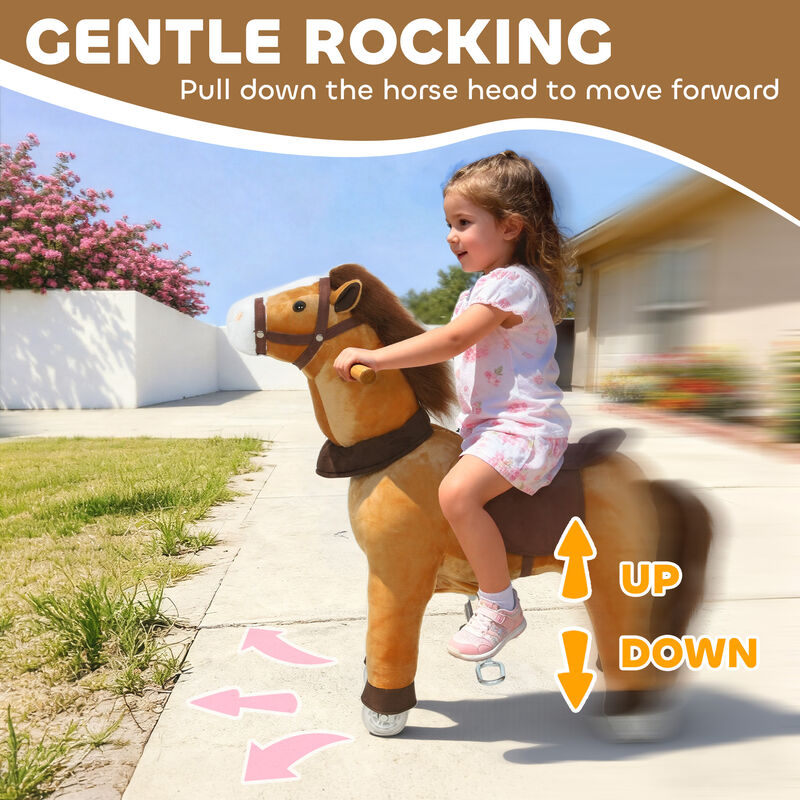 BreeBe Plush Pony Ride-On with Wheels for Kids image number 4