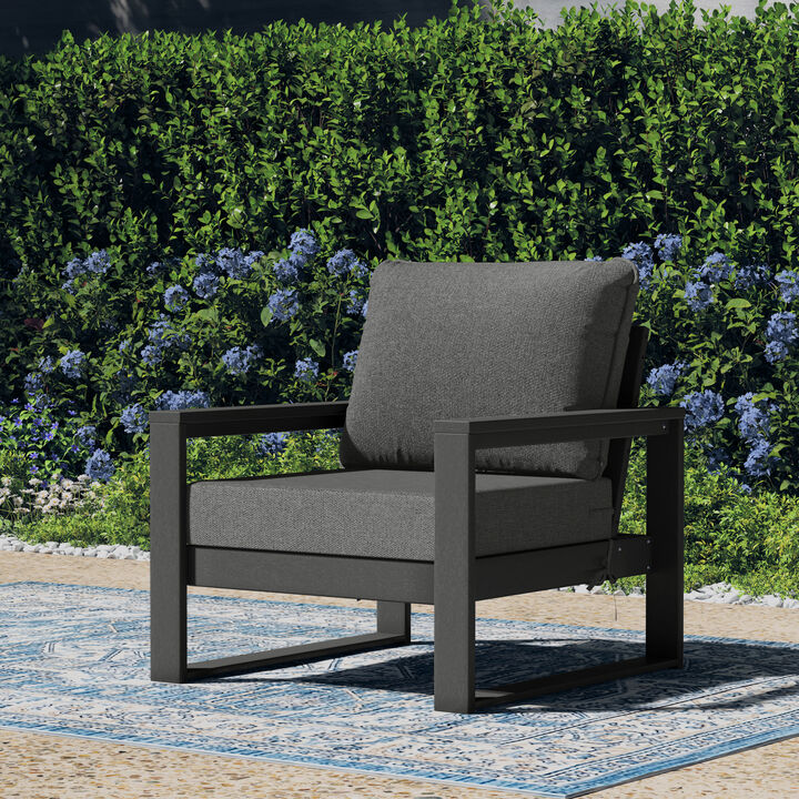 WestinTrends Outdoor Modern HDPE Patio Club Chair with Waterproof Deep Seat Cushions