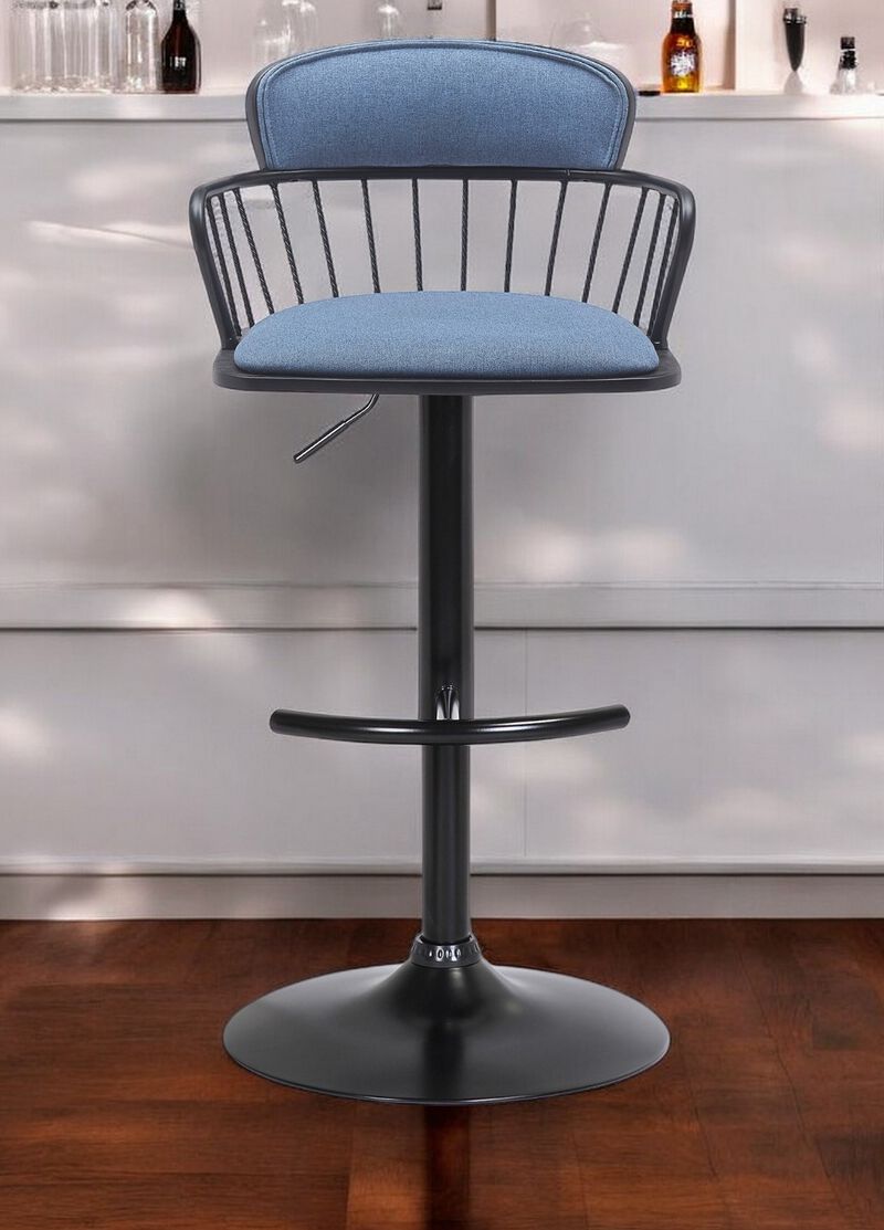 HomeRoots Fabric and Metal Adjustable-Height Bar Stool with Square Seat image number 1