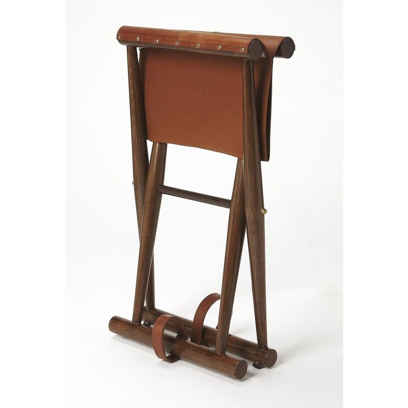 Butler Specialty Company Sutton Leather Folding Stool, Medium Brown