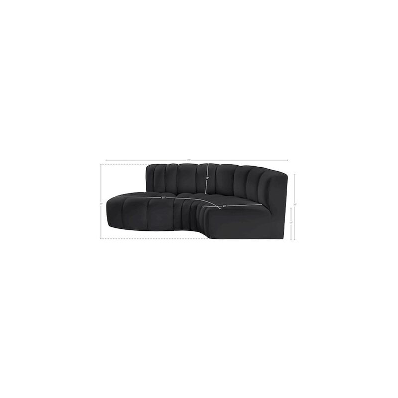 Meridian Furniture Arc Black Vegan Leather Modular Sofa