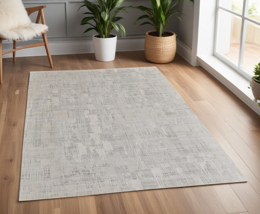 HomeRoots Abstract Hand Woven Worn Faded Area Rug